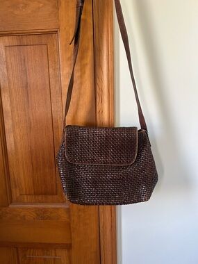Vintage Sharif Woven Leather Crossbody Bag